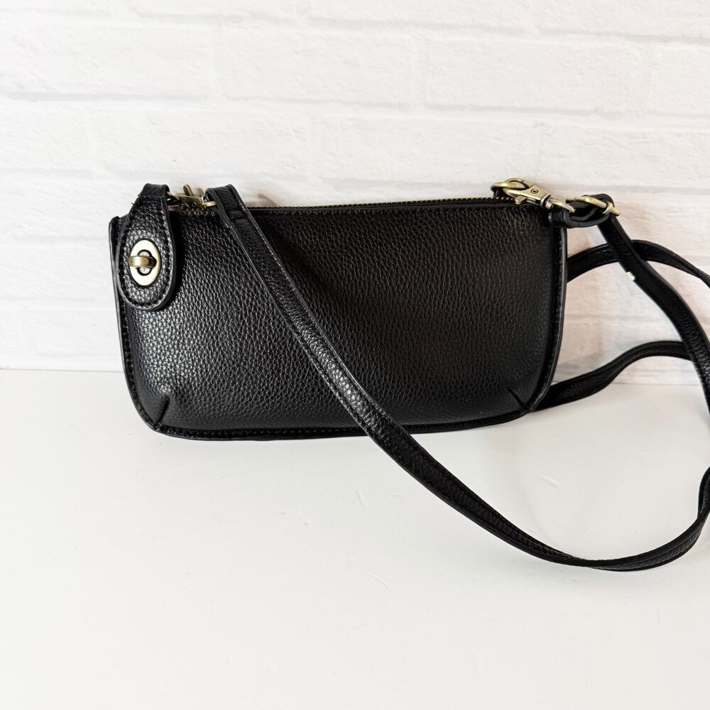Joy Susan Small Crossbody Bag Wristlet Purse Zip Vegan Leather Black